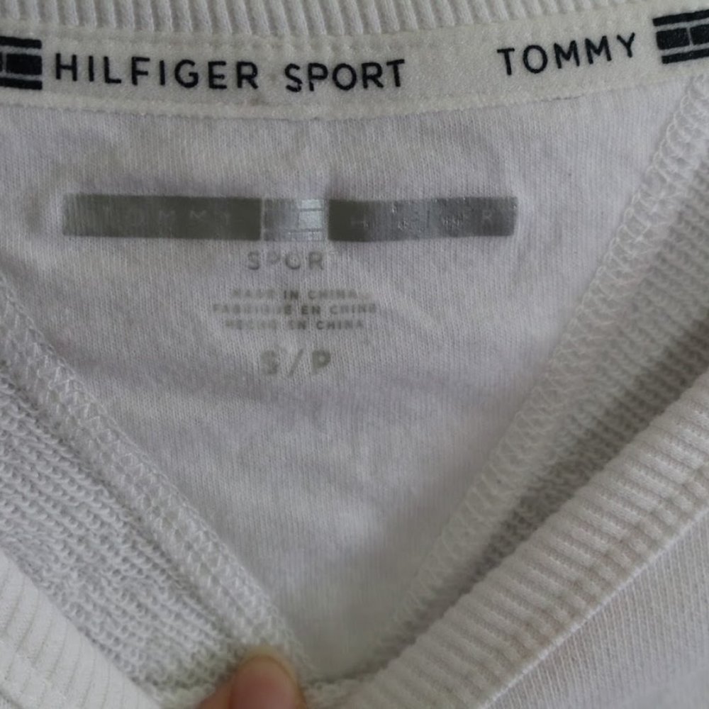 TOMMY HILFIGER SPORT Oversized Cropped Sweatshirt - White/stripes, Size S - Picture 11 of 14